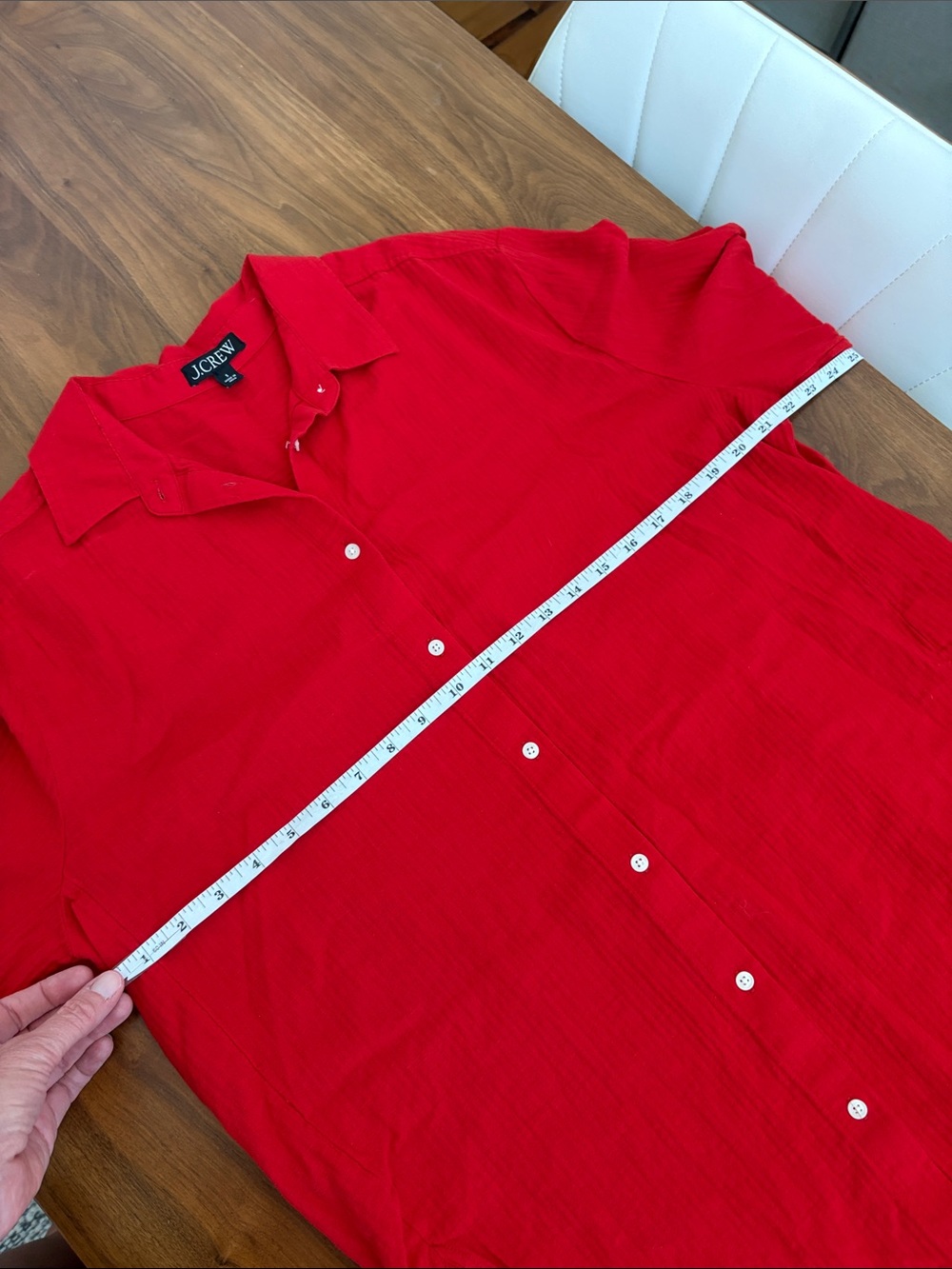 J. Crew Airy Gauze Cotton Button Up Cover Up Tunic Shirt - Red Size Small - Picture 10 of 10